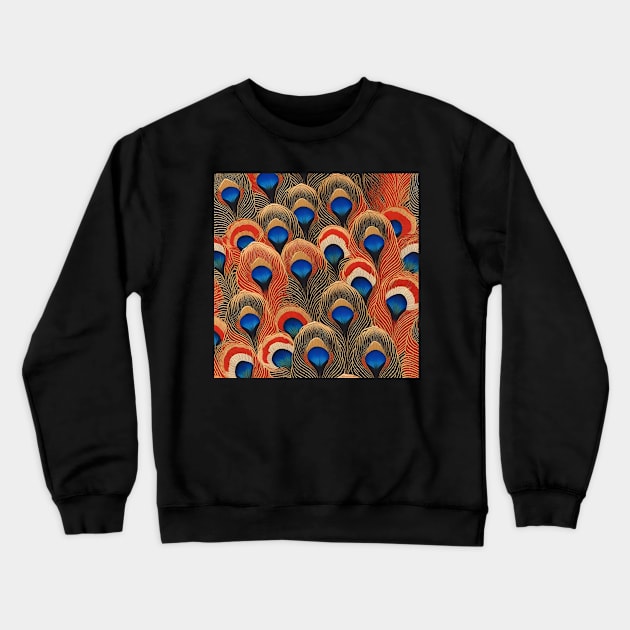 Peacock Feathers Pattern, Japanese Style Crewneck Sweatshirt by craftydesigns